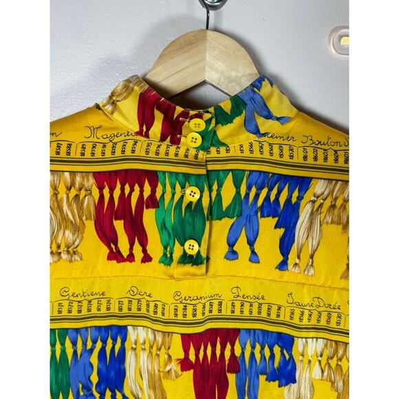 Vintage Carlisle 100% Silk Mock Neck Long Sleeve Blouse Funky 80s Retro Dopamine - Picture 6 of 7